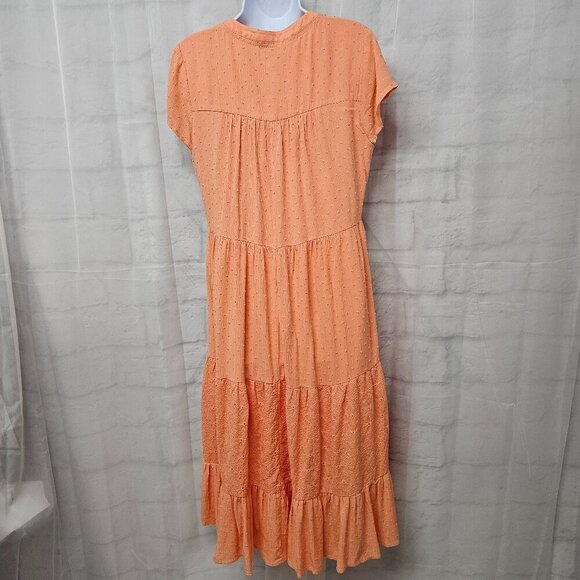 Kate & Sam Orange Peasant Dress Midi Swiss Dot Embroidered Eyelet Boho S - Picture 6 of 11